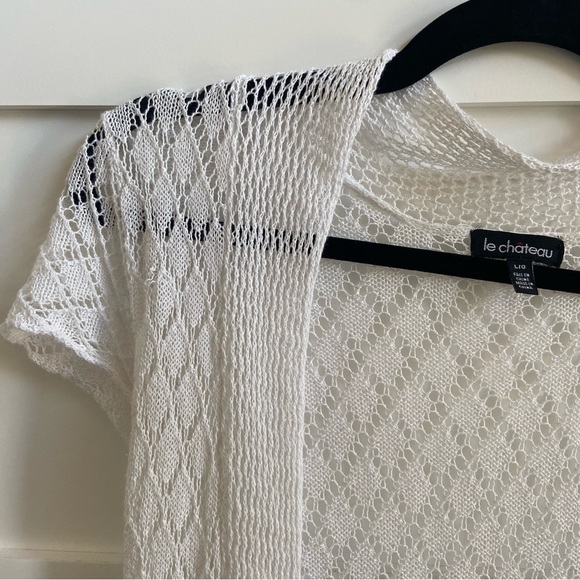 90s Y2K Le Chateau White Open Knit Cardigan - Picture 2 of 9